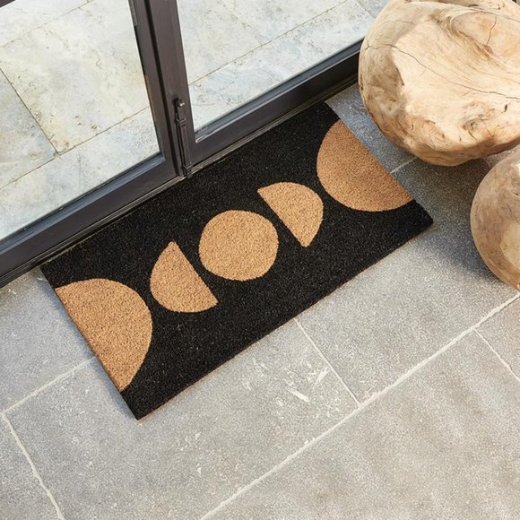 MODERN BLACK Coir Door Mat - Picture 1 of 2